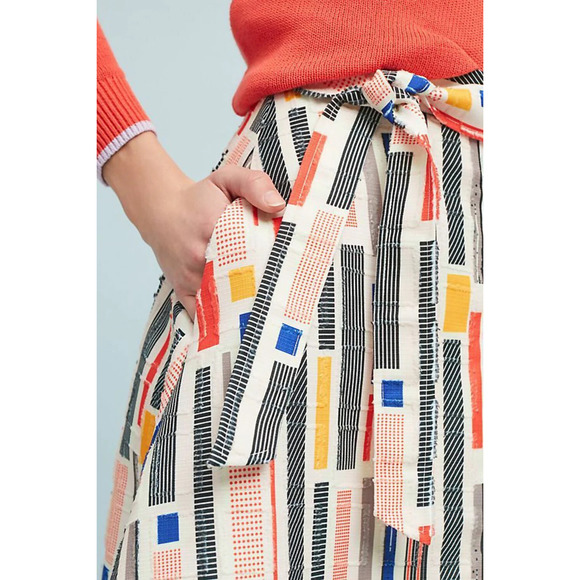 Anthropologie Hutch Willem A-Line Midi Skirt-Stripe-Women 4-Boho-Black-White-Red - Picture 2 of 12